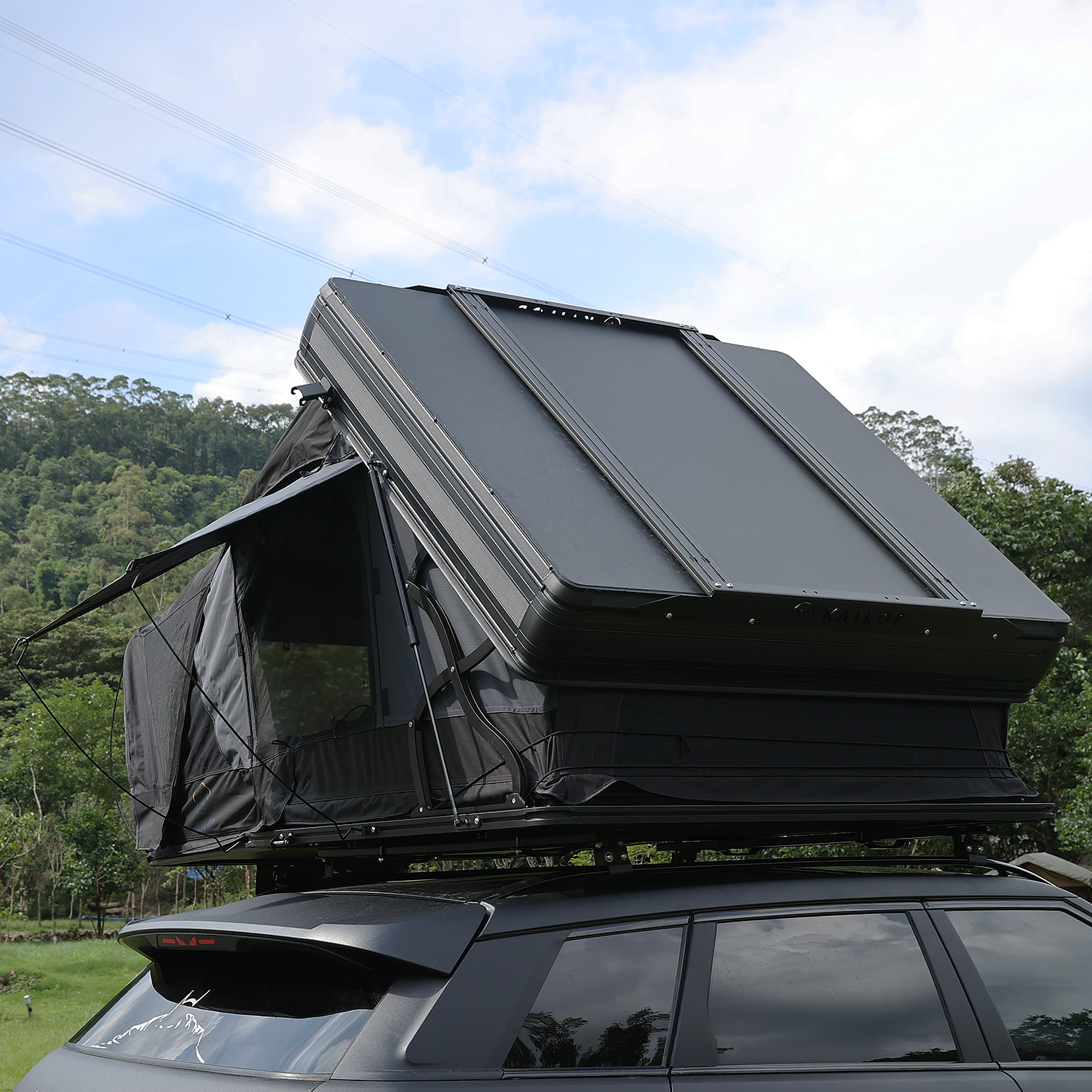 Kailop Abenteuer 2.0 Hardshell-Zelt Rückansicht, wetterfest, für SUV-Reisen